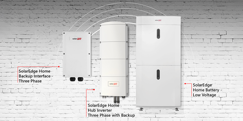 SolarEdge Home-systeem met Backup Interface, Home Hub-omvormer en thuisbatterij